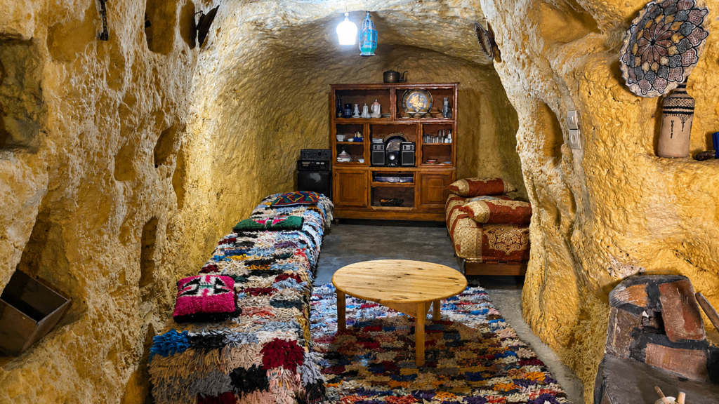 Traditional cave homes in Bhalil Village Morocco